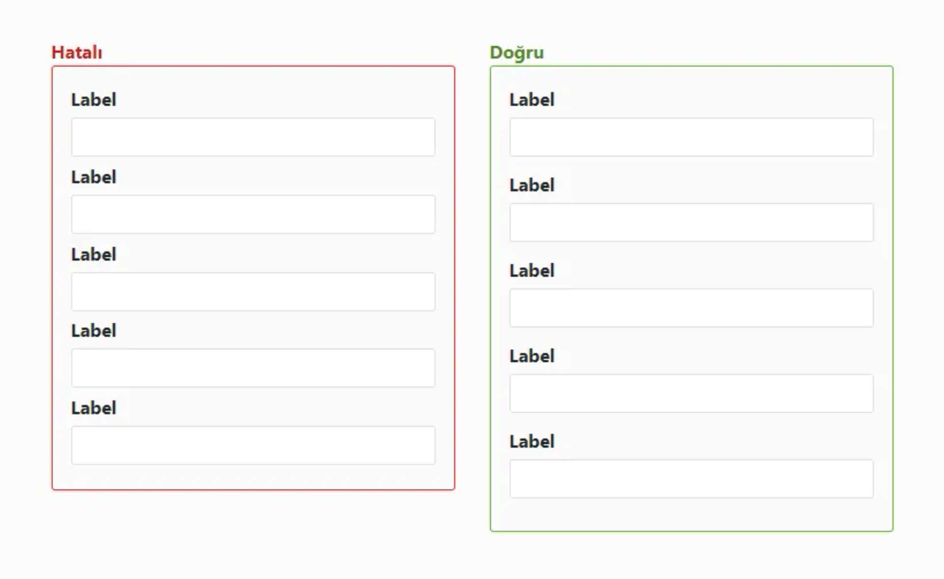 Label’ları inputlarıyla grupla